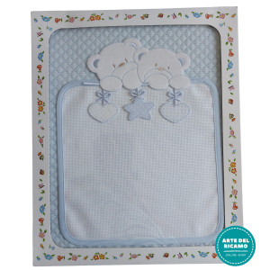 Baby Crib Blanket - Large Rhombus Interlock Fabric - Light Blue